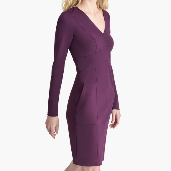 DKNY Elegant Purple Long Sleeve Dress - Picture 2 of 11